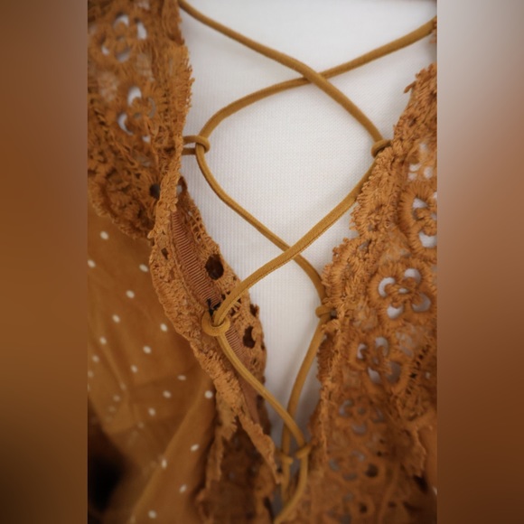 FAVLUX Corset Back Polka Dot High Neck Long Sleeve Blouse Medium (M) - Picture 4 of 6